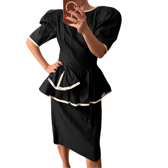 Saks Fifth Avenue black dress with bow cotton size 4 - Picture 4 of 10